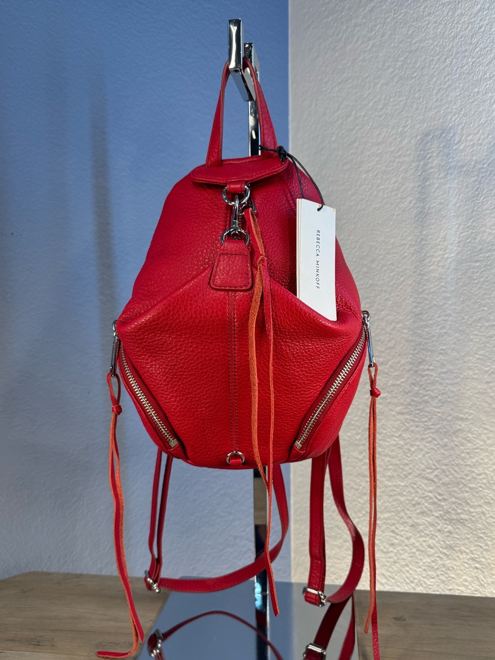 Rebecca Minkoff Mini Julian Convertible Leather Backpack NWT Paprika Red - Picture 3 of 15